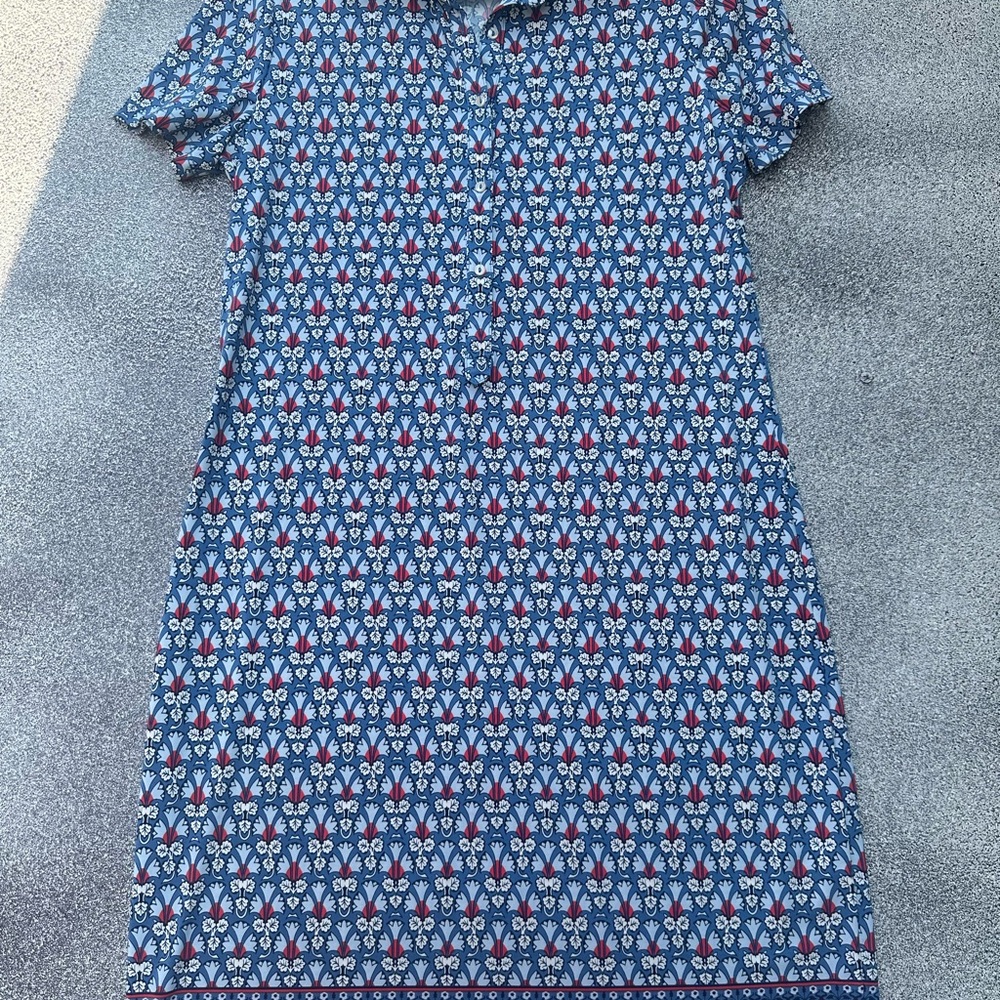 Max Studio Blue and Red Patterned Women's Dress Size Medium